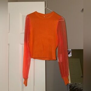 Cropped long sleeve, open back top NWT